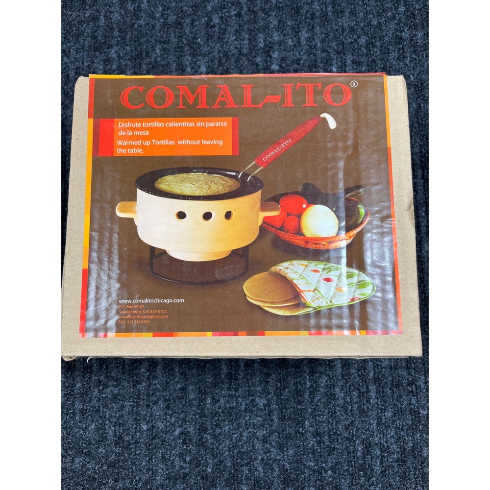 Comal-Ito Portable Tortilla Warmer Mini Tabletop Grill Ceramic Queso Fundido Set